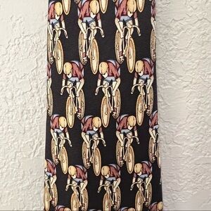 CYCLIST necktie black and yellow, Utopia, measurement shown, statement piece.